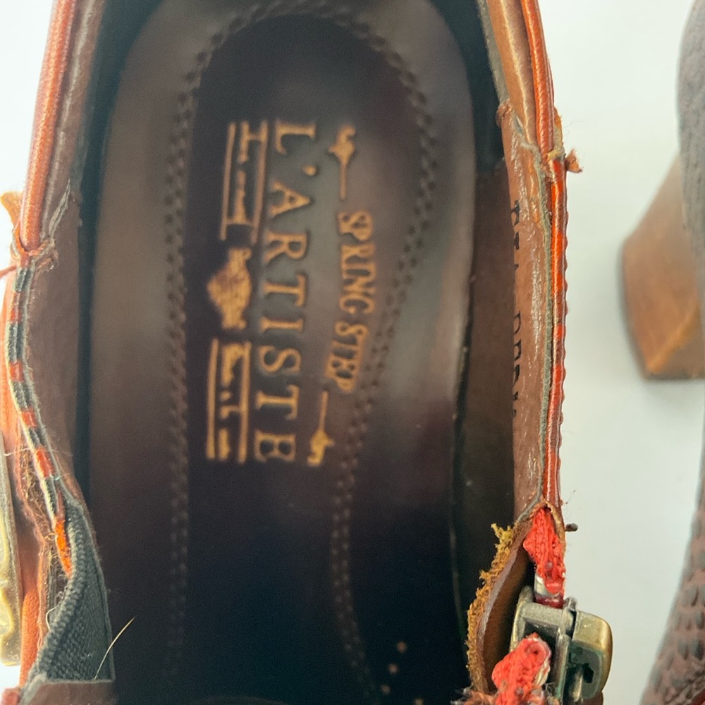 L'ARTISTE Brown and Red Leather Multi Pattern Shoes - Picture 9 of 15
